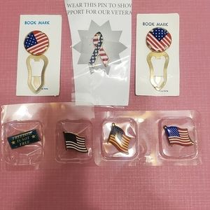 2 For $20 USA Election Day Patriotic flags 4 pins 2 bookmarks